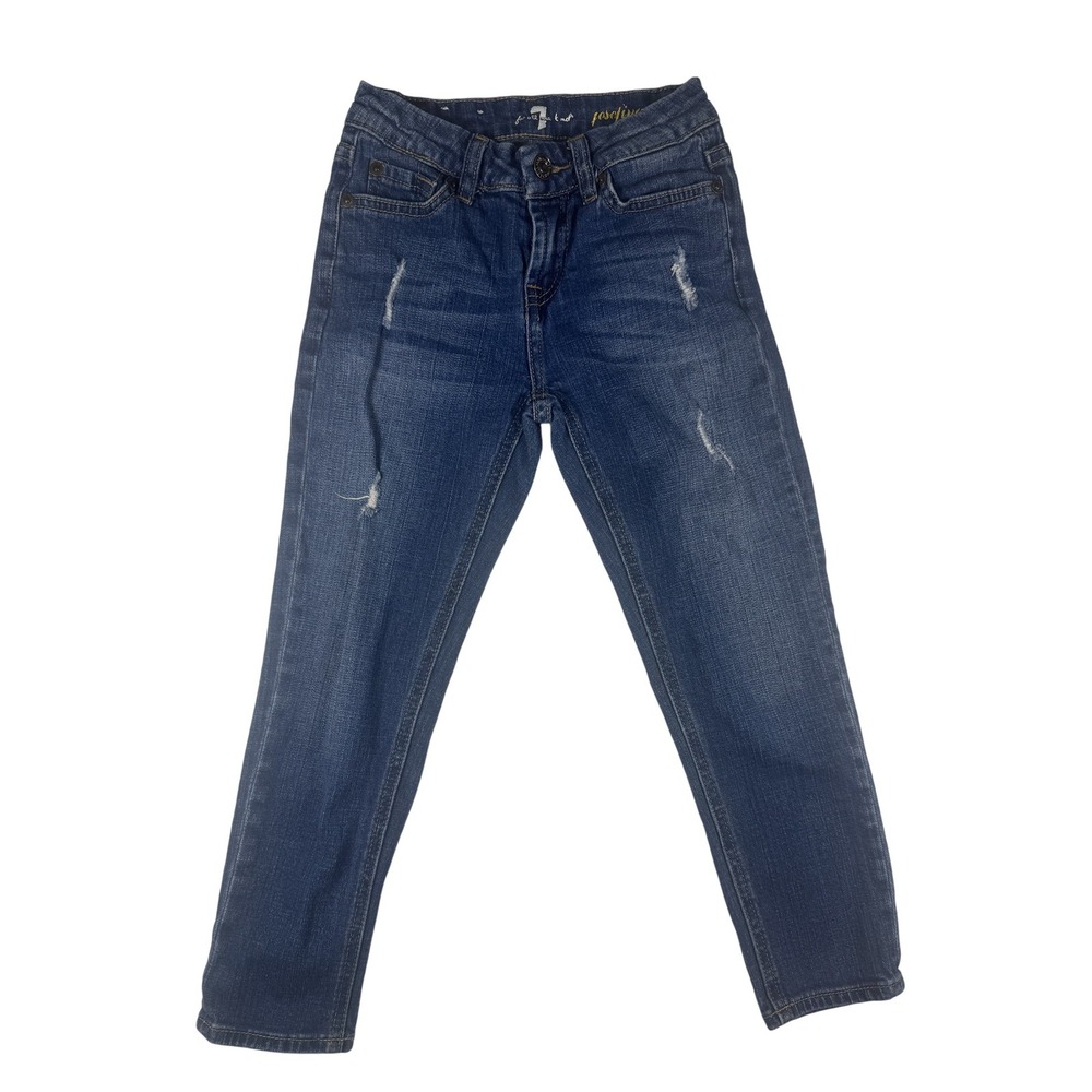 7 For All Mankind‎ Girls Josefina Skinny Boyfriend Distressed Blue Jeans Size 7